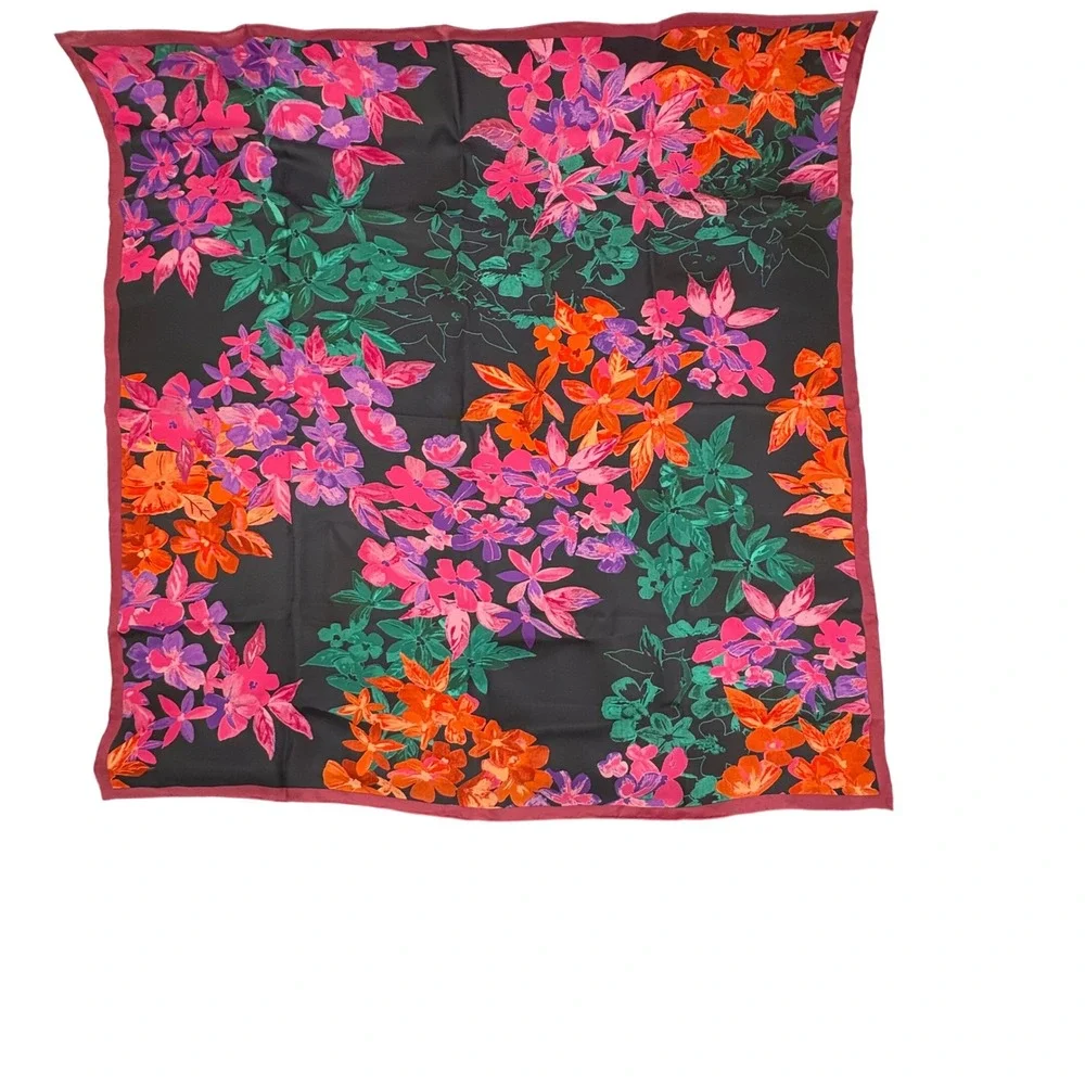 Vibrant Floral Silk Scarf 38